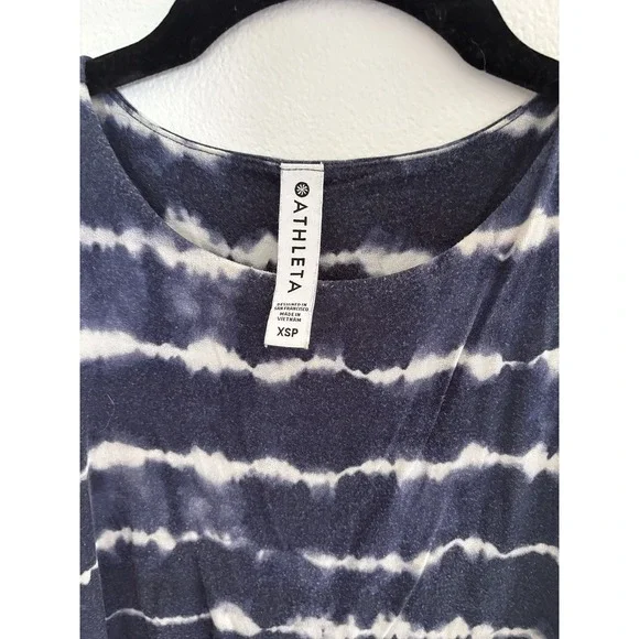 Athleta Santorini Thera Summer Sun Dress Tie Dye Navy Blue White Size XSP XS - Picture 2 of 3